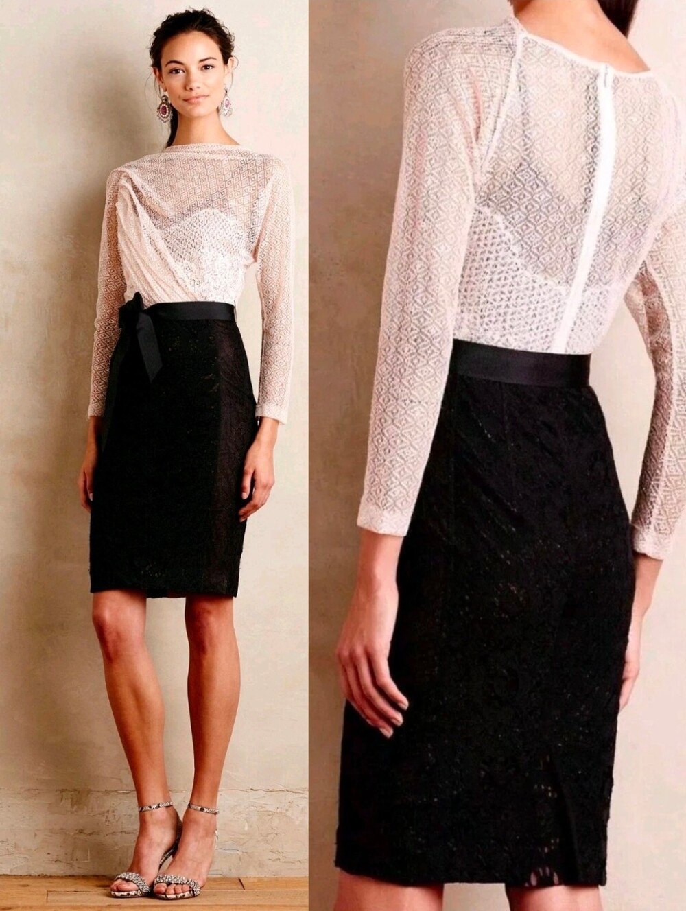 ANTHROPOLOGIE × BYRON LARS Black Alaria Lace Sheath Dress